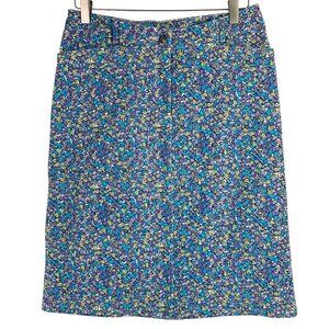 vibrant floral print cotton straight pencil  fitted skirt SZ missy small Pemans